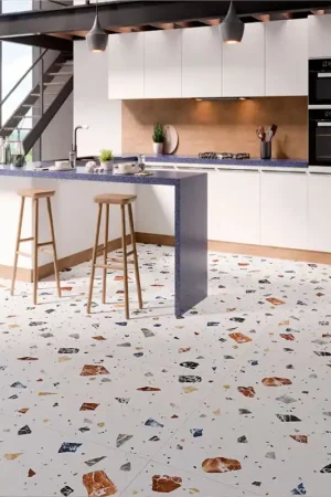 Carrelage FINCH BLANCO 100x100 cm IMITATION TERRAZZO satiné Prix Réduit